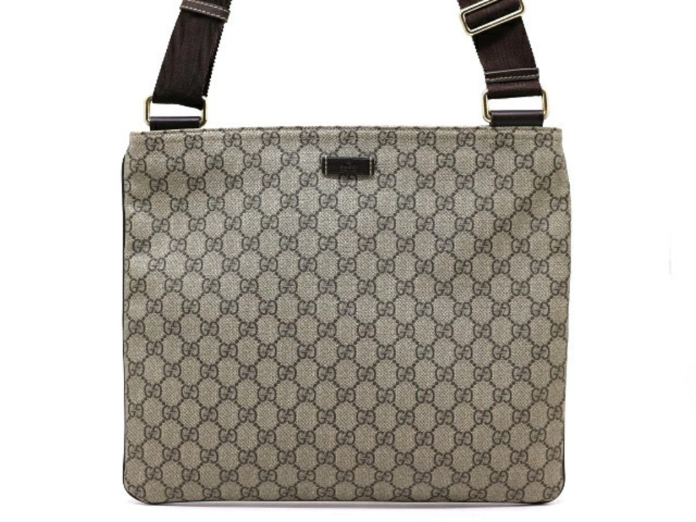 Gucci Bag Shoulder GG Supreme Dark Brown Beige Cream